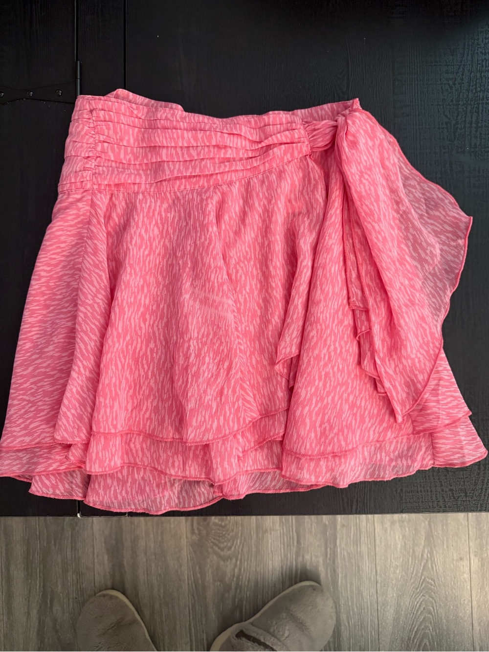 aerie Pink Tiered Ruffle Skirt with Side Tie